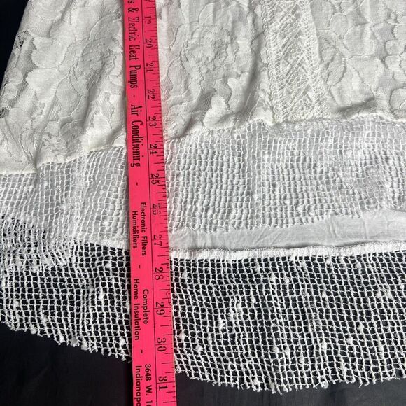 Cupio Sz M  Cream Lace Victorian Tunic Blouse Top Long Roll Tab Sleeve - Picture 7 of 7